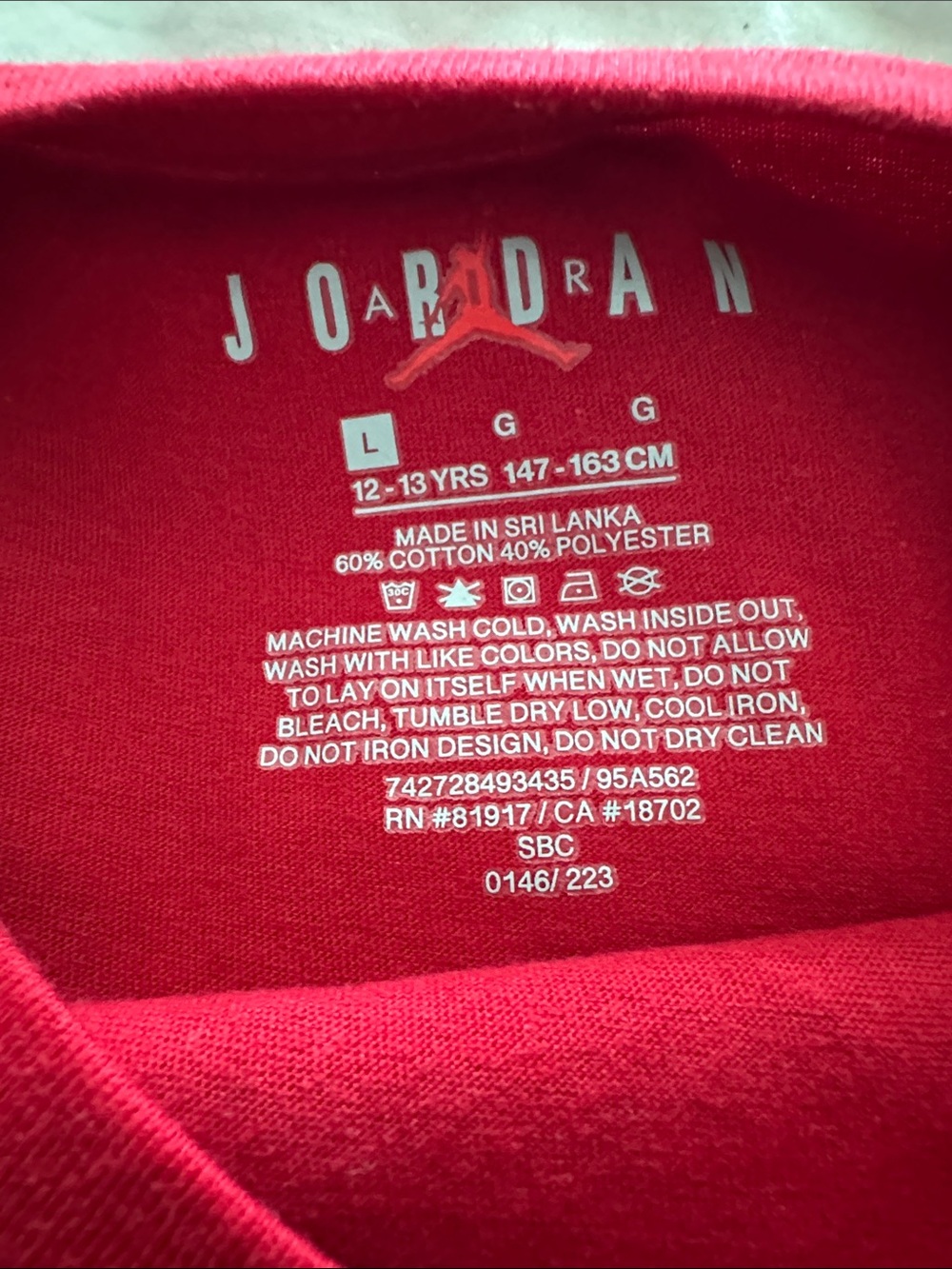 Jordan Red Short Sleeve Tee with Bold Lightning Graphic - Picture 4 of 4